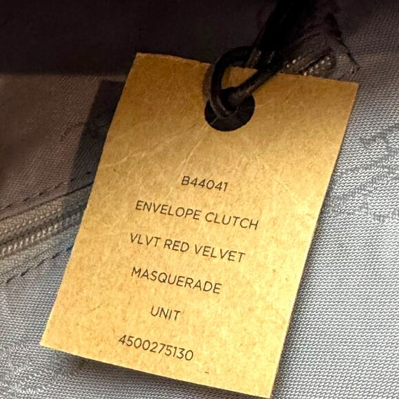 Cole Haan Masquerade Envelope Clutch Velvet Leather Red Gold - Picture 8 of 8